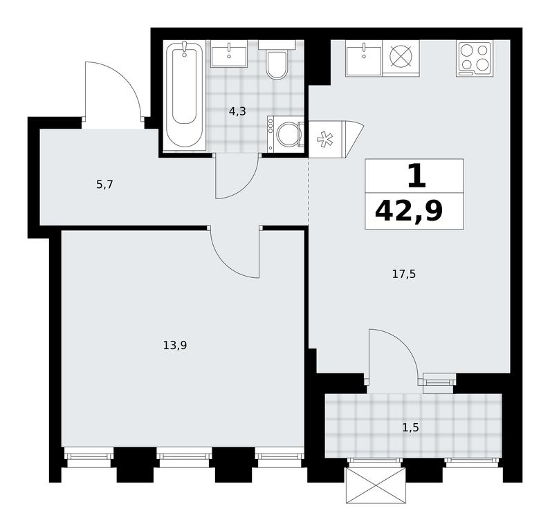 Apartment Sale, 42.9 sq. m. at Desnarechie, kvartal № 23, Desyonovskoye Settlement, Moscow, Russia #2