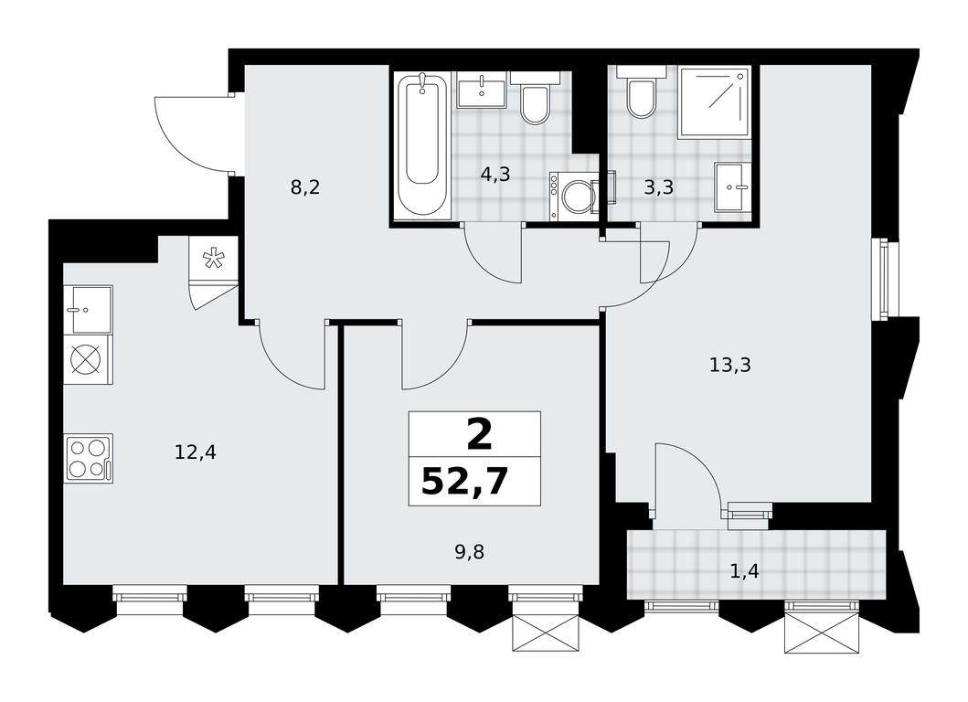 1-BD Apartment Sale, 52.7平方米 at Desnarechie, kvartal № 23, Desyonovskoye Settlement, Moscow, Russia #2 1-BD Apartment Sale, 52.7平方米 at Desnarechie, kvartal № 23, Desyonovskoye Settlement, Moscow, Russia #2
