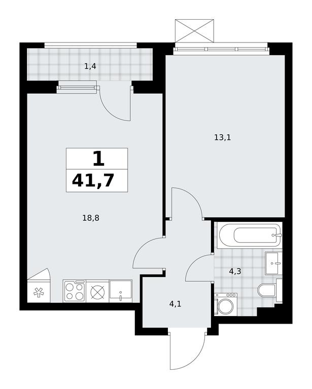 Apartment Sale, 41.7 sq. m. at Desnarechie, kvartal № 23, Desyonovskoye Settlement, Moscow, Russia #2