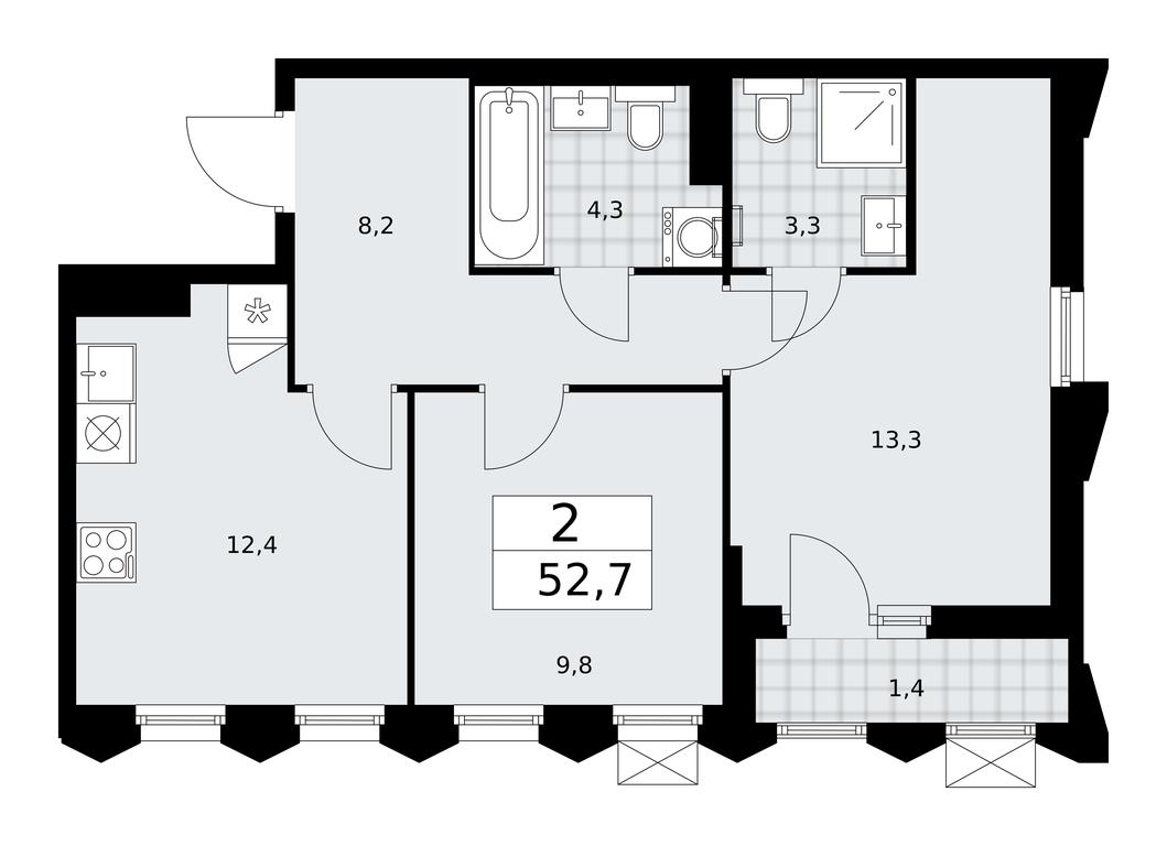 1-BD Apartment Sale, 52.7平方米 at Desnarechie, kvartal № 23, Desyonovskoye Settlement, Moscow, Russia #1 1-BD Apartment Sale, 52.7平方米 at Desnarechie, kvartal № 23, Desyonovskoye Settlement, Moscow, Russia #1