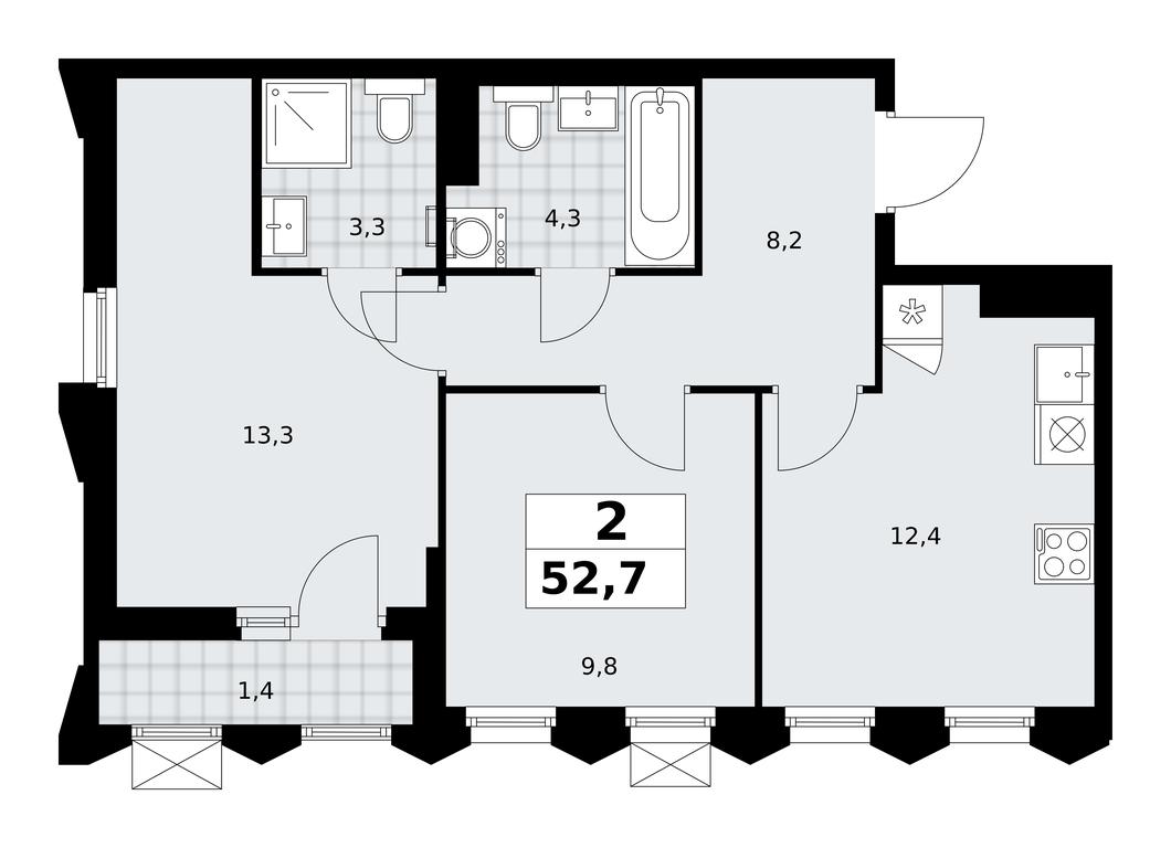 1-BD Apartment Sale, 52.7 sq. m. at Desnarechie, kvartal № 23, Desyonovskoye Settlement, Moscow, Russia #2 1-BD Apartment Sale, 52.7 sq. m. at Desnarechie, kvartal № 23, Desyonovskoye Settlement, Moscow, Russia #2