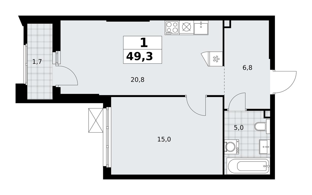 Apartment Sale, 49.3 sq. m. at Desnarechie, kvartal № 23, Desyonovskoye Settlement, Moscow, Russia #2