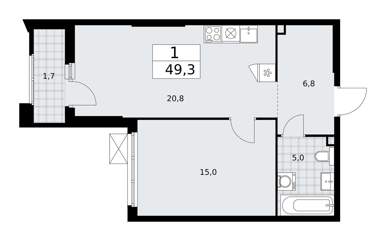 Apartment Sale, 49.3 sq. m. at Desnarechie, kvartal № 23, Desyonovskoye Settlement, Moscow, Russia #1