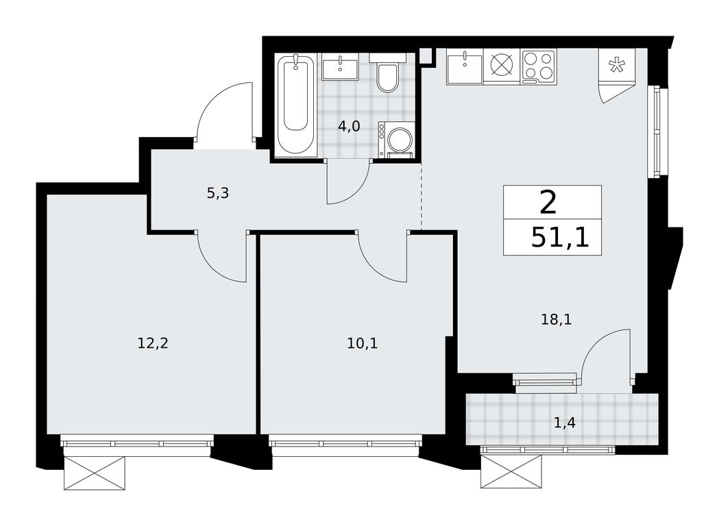 1-BD Apartment Sale, 51.1 sq. m. at Desnarechie, kvartal № 23, Desyonovskoye Settlement, Moscow, Russia #1 1-BD Apartment Sale, 51.1 sq. m. at Desnarechie, kvartal № 23, Desyonovskoye Settlement, Moscow, Russia #1