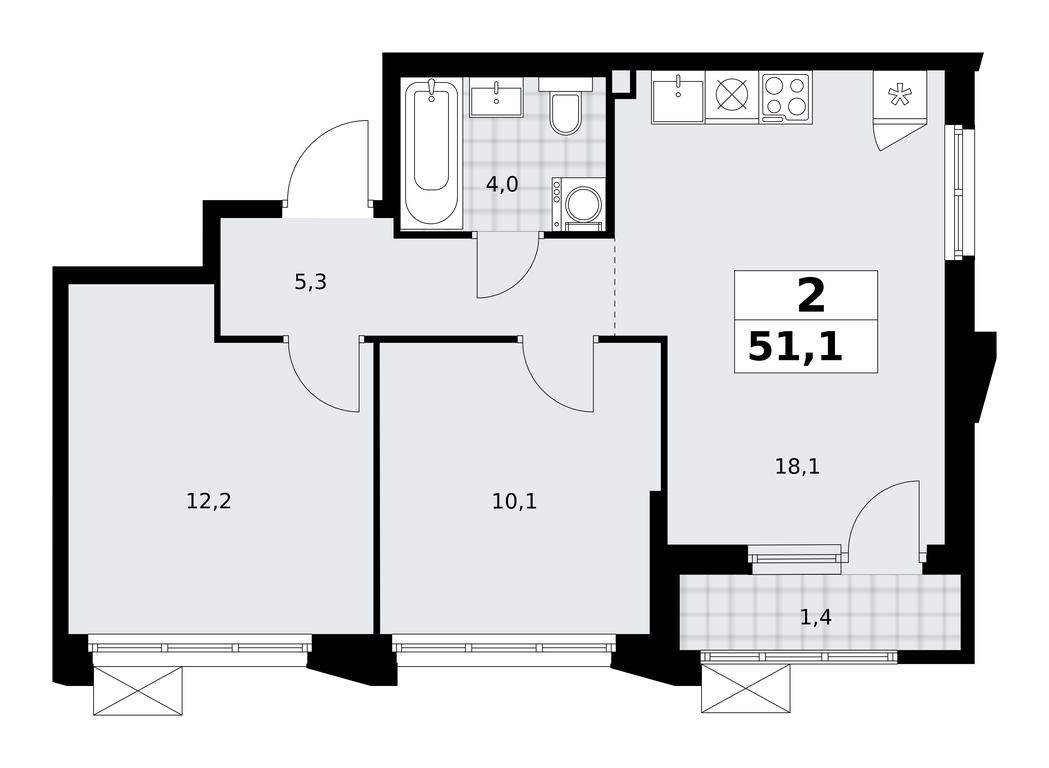 1-BD Apartment Sale, 51.1 sq. m. at Desnarechie, kvartal № 23, Desyonovskoye Settlement, Moscow, Russia #2 1-BD Apartment Sale, 51.1 sq. m. at Desnarechie, kvartal № 23, Desyonovskoye Settlement, Moscow, Russia #2