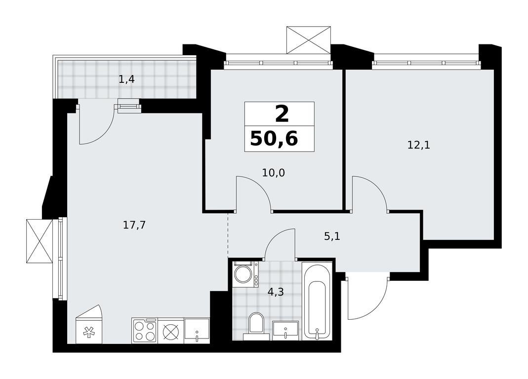 1-BD Apartment Sale, 50.6 sq. m. at Desnarechie, kvartal № 23, Desyonovskoye Settlement, Moscow, Russia #2 1-BD Apartment Sale, 50.6 sq. m. at Desnarechie, kvartal № 23, Desyonovskoye Settlement, Moscow, Russia #2