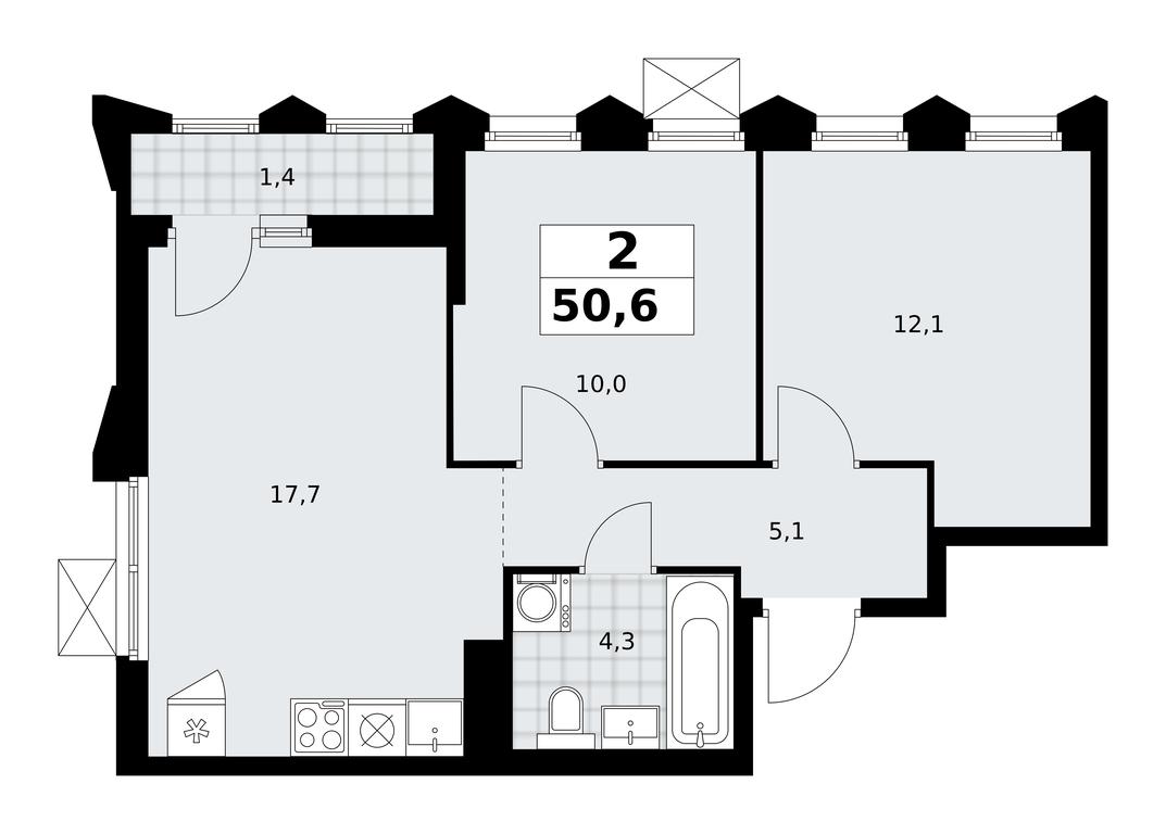 1-BD Apartment Sale, 50.6平方米 at Desnarechie, kvartal № 23, Desyonovskoye Settlement, Moscow, Russia #2 1-BD Apartment Sale, 50.6平方米 at Desnarechie, kvartal № 23, Desyonovskoye Settlement, Moscow, Russia #2