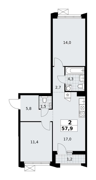 1-BD Apartment Sale, 57.9 sq. m. at Desnarechie, kvartal № 23, Desyonovskoye Settlement, Moscow, Russia #2 1-BD Apartment Sale, 57.9 sq. m. at Desnarechie, kvartal № 23, Desyonovskoye Settlement, Moscow, Russia #2