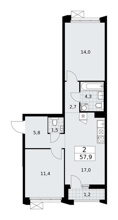 1-BD Apartment Sale, 57.9 sq. m. at Desnarechie, kvartal № 23, Desyonovskoye Settlement, Moscow, Russia #1 1-BD Apartment Sale, 57.9 sq. m. at Desnarechie, kvartal № 23, Desyonovskoye Settlement, Moscow, Russia #1