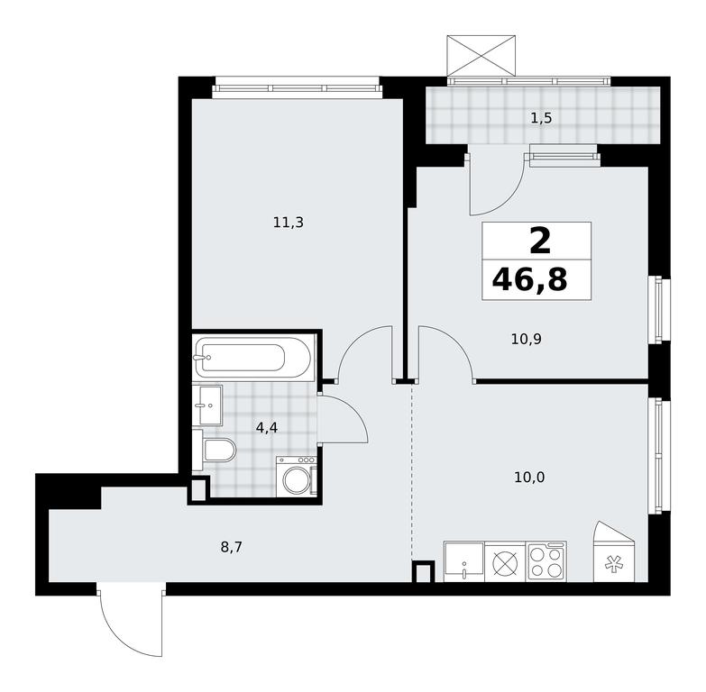 1-BD Apartment Sale, 46.8平方米 at Desnarechie, kvartal № 23, Desyonovskoye Settlement, Moscow, Russia #2 1-BD Apartment Sale, 46.8平方米 at Desnarechie, kvartal № 23, Desyonovskoye Settlement, Moscow, Russia #2
