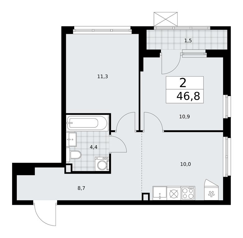1-BD Apartment Sale, 46.8平方米 at Desnarechie, kvartal № 23, Desyonovskoye Settlement, Moscow, Russia #1 1-BD Apartment Sale, 46.8平方米 at Desnarechie, kvartal № 23, Desyonovskoye Settlement, Moscow, Russia #1