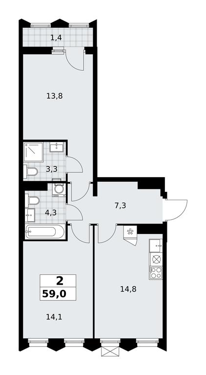 1-BD Apartment Sale, 59 sq. m. at Desnarechie, kvartal № 23, Desyonovskoye Settlement, Moscow, Russia #2 1-BD Apartment Sale, 59 sq. m. at Desnarechie, kvartal № 23, Desyonovskoye Settlement, Moscow, Russia #2