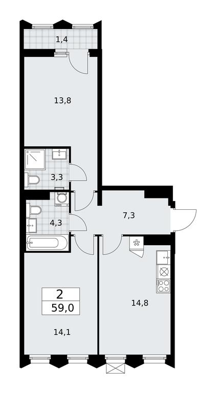 1-BD Apartment Sale, 59 sq. m. at Desnarechie, kvartal № 23, Desyonovskoye Settlement, Moscow, Russia #1 1-BD Apartment Sale, 59 sq. m. at Desnarechie, kvartal № 23, Desyonovskoye Settlement, Moscow, Russia #1