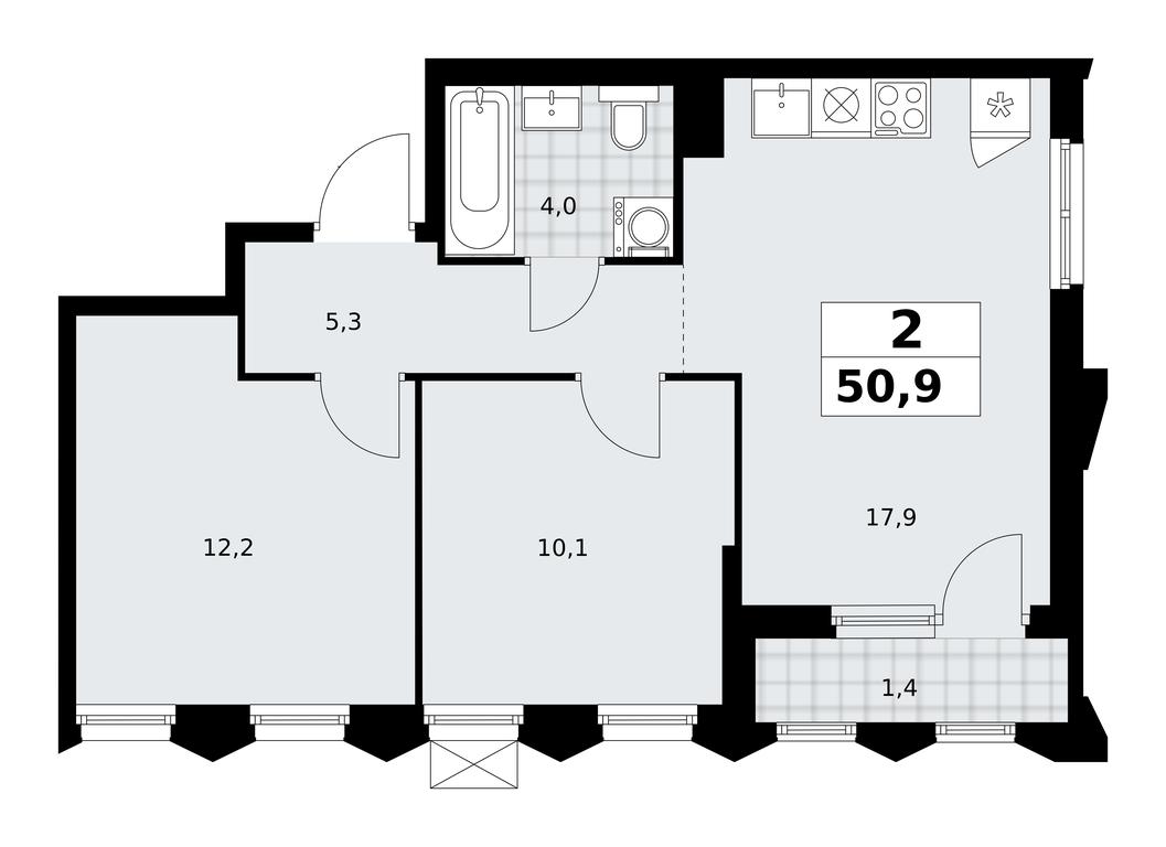1-BD Apartment Sale, 50.9平方米 at Desnarechie, kvartal № 23, Desyonovskoye Settlement, Moscow, Russia #2 1-BD Apartment Sale, 50.9平方米 at Desnarechie, kvartal № 23, Desyonovskoye Settlement, Moscow, Russia #2