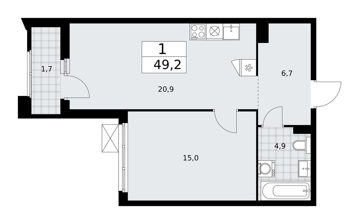 Apartment Sale, 49.2 sq. m. at Desnarechie, kvartal № 23, Desyonovskoye Settlement, Moscow, Russia #1