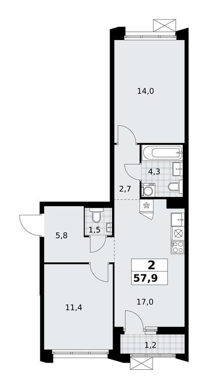 1-BD Apartment Sale, 57.9 sq. m. at Desnarechie, kvartal № 23, Desyonovskoye Settlement, Moscow, Russia #2 1-BD Apartment Sale, 57.9 sq. m. at Desnarechie, kvartal № 23, Desyonovskoye Settlement, Moscow, Russia #2