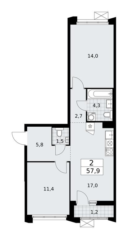 1-BD Apartment Sale, 57.9 sq. m. at Desnarechie, kvartal № 23, Desyonovskoye Settlement, Moscow, Russia #1 1-BD Apartment Sale, 57.9 sq. m. at Desnarechie, kvartal № 23, Desyonovskoye Settlement, Moscow, Russia #1