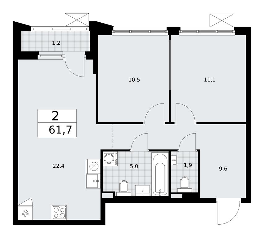 1-BD Apartment Sale, 61.7 sq. m. at Desnarechie, kvartal № 23, Desyonovskoye Settlement, Moscow, Russia #1 1-BD Apartment Sale, 61.7 sq. m. at Desnarechie, kvartal № 23, Desyonovskoye Settlement, Moscow, Russia #1