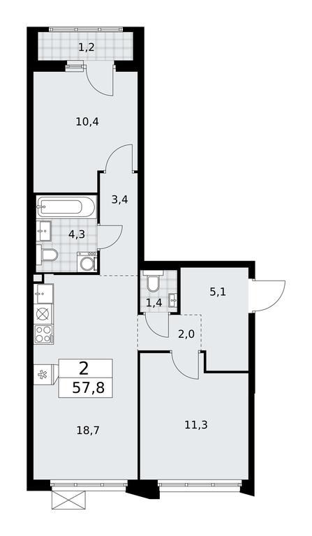 1-BD Apartment Sale, 57.8 sq. m. at Desnarechie, kvartal № 23, Desyonovskoye Settlement, Moscow, Russia #1 1-BD Apartment Sale, 57.8 sq. m. at Desnarechie, kvartal № 23, Desyonovskoye Settlement, Moscow, Russia #1