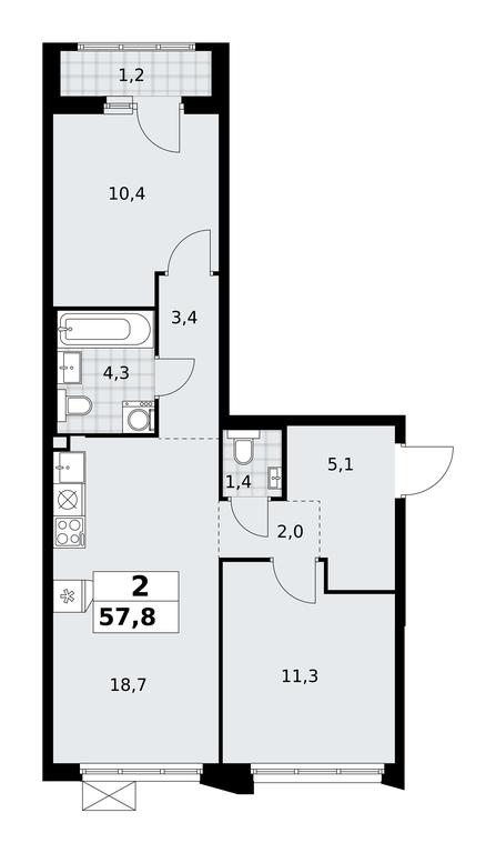 1-BD Apartment Sale, 57.8 sq. m. at Desnarechie, kvartal № 23, Desyonovskoye Settlement, Moscow, Russia #2 1-BD Apartment Sale, 57.8 sq. m. at Desnarechie, kvartal № 23, Desyonovskoye Settlement, Moscow, Russia #2