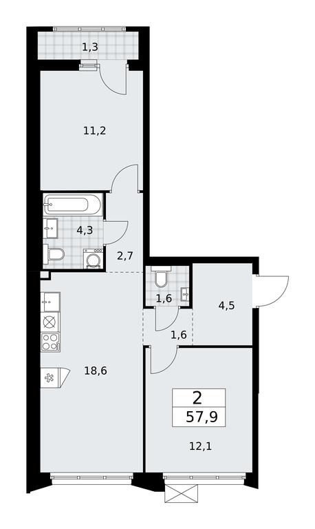 1-BD Apartment Sale, 57.9平方米 at Desnarechie, kvartal № 23, Desyonovskoye Settlement, Moscow, Russia #1 1-BD Apartment Sale, 57.9平方米 at Desnarechie, kvartal № 23, Desyonovskoye Settlement, Moscow, Russia #1