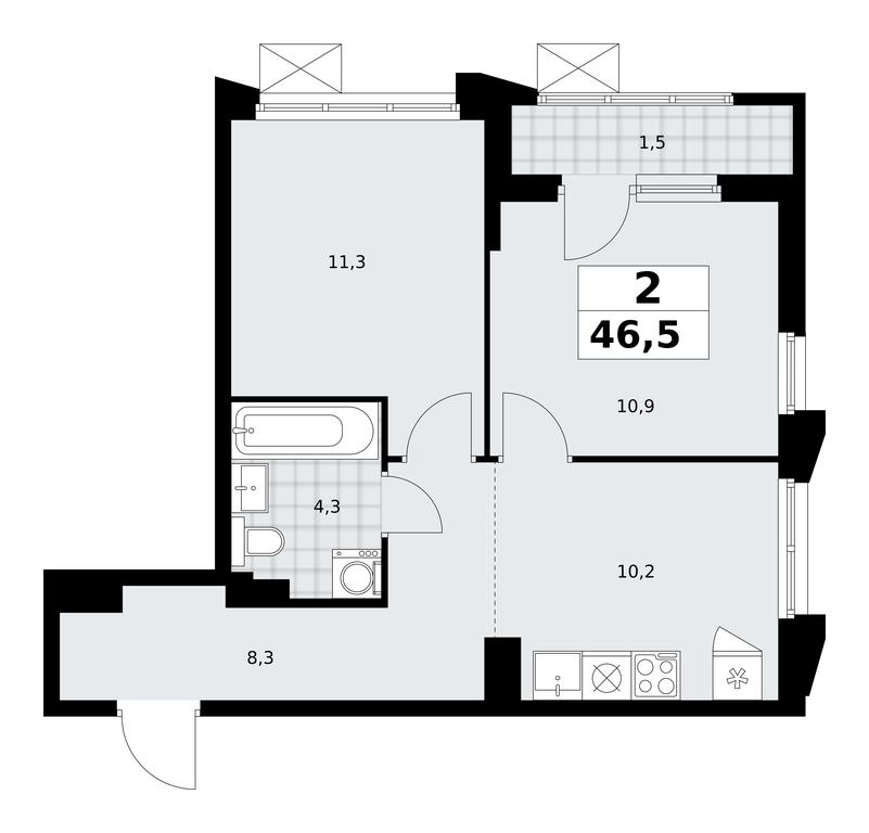 1-BD Apartment Sale, 46.5 sq. m. at Desnarechie, kvartal № 23, Desyonovskoye Settlement, Moscow, Russia #2 1-BD Apartment Sale, 46.5 sq. m. at Desnarechie, kvartal № 23, Desyonovskoye Settlement, Moscow, Russia #2