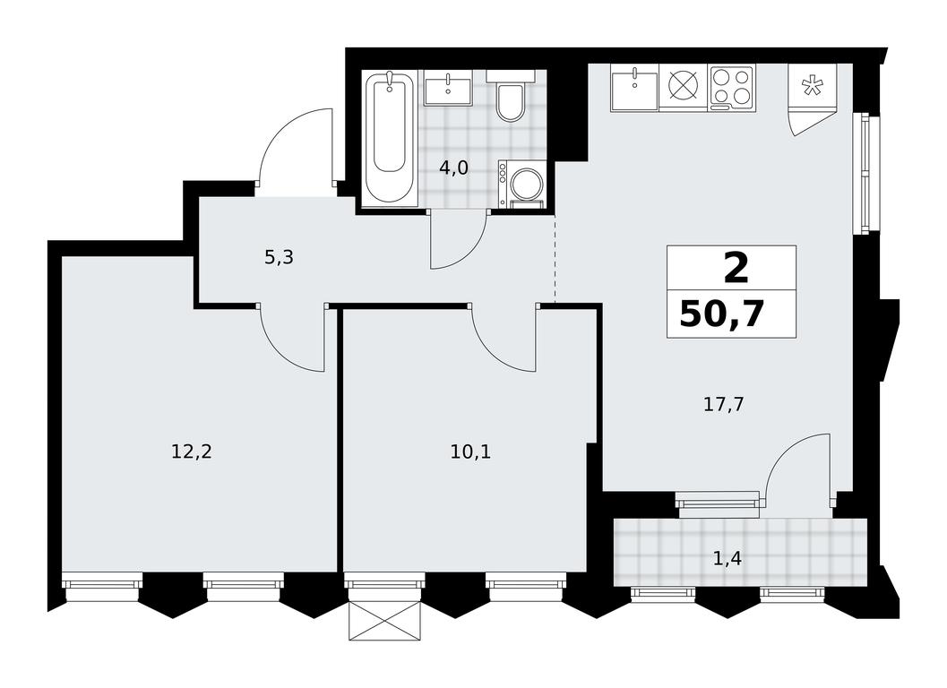 1-BD Apartment Sale, 50.7平方米 at Desnarechie, kvartal № 23, Desyonovskoye Settlement, Moscow, Russia #2 1-BD Apartment Sale, 50.7平方米 at Desnarechie, kvartal № 23, Desyonovskoye Settlement, Moscow, Russia #2