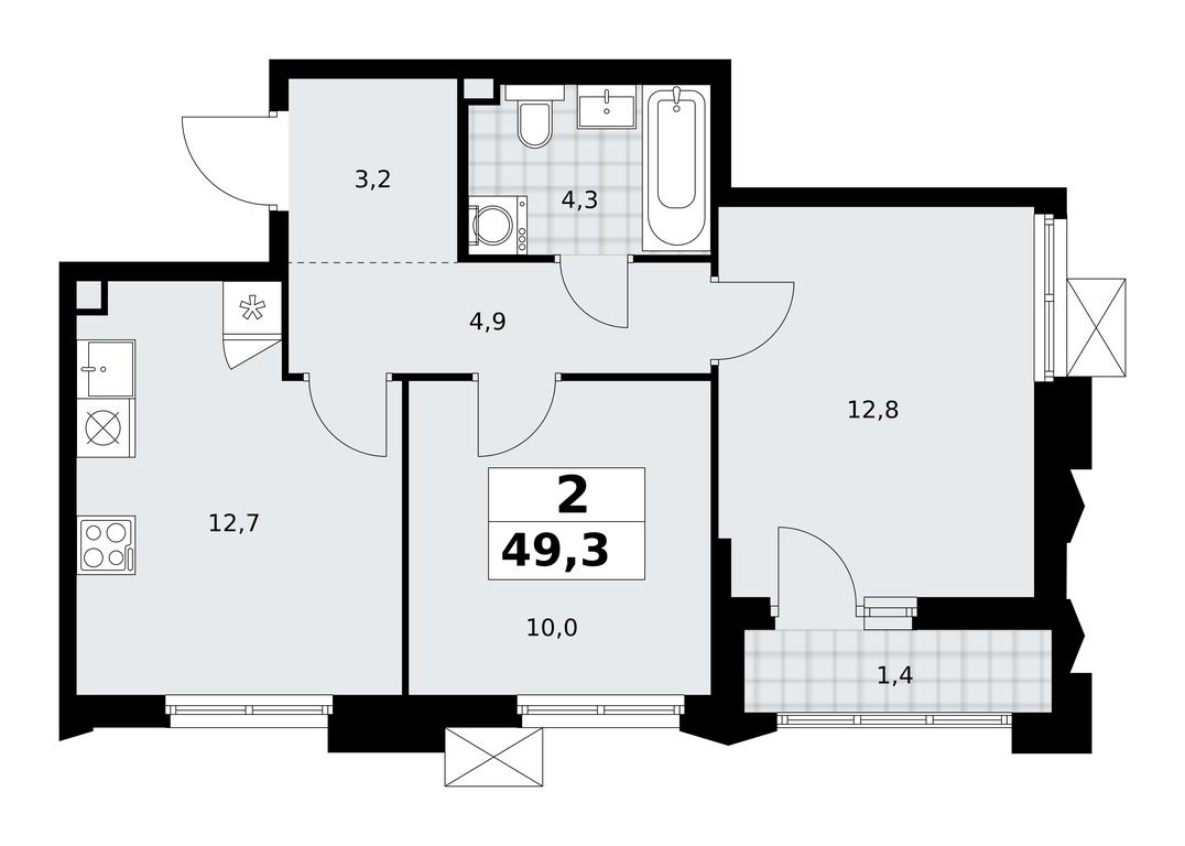 1-BD Apartment Sale, 49.3 sq. m. at Desnarechie, kvartal № 23, Desyonovskoye Settlement, Moscow, Russia #2 1-BD Apartment Sale, 49.3 sq. m. at Desnarechie, kvartal № 23, Desyonovskoye Settlement, Moscow, Russia #2
