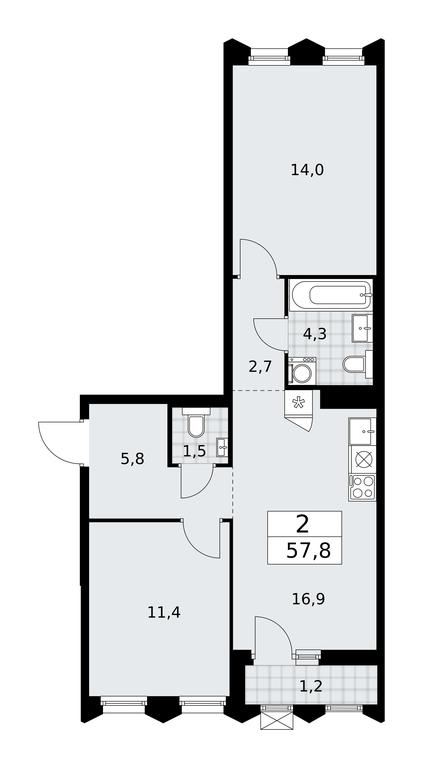 1-BD Apartment Sale, 57.8 sq. m. at Desnarechie, kvartal № 23, Desyonovskoye Settlement, Moscow, Russia #1 1-BD Apartment Sale, 57.8 sq. m. at Desnarechie, kvartal № 23, Desyonovskoye Settlement, Moscow, Russia #1