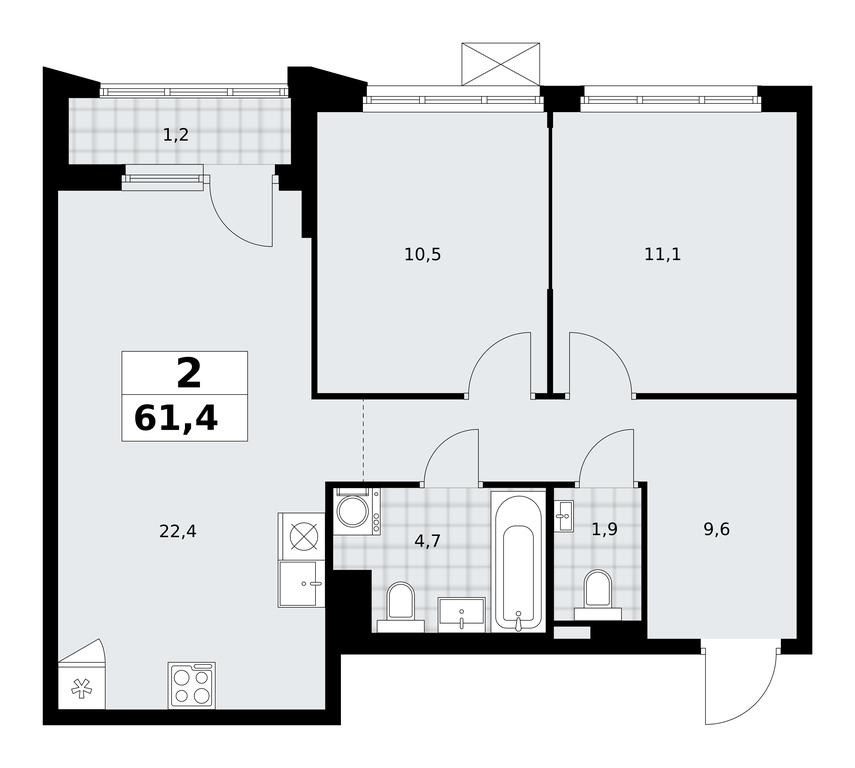 1-BD Apartment Sale, 61.4 sq. m. at Desnarechie, kvartal № 23, Desyonovskoye Settlement, Moscow, Russia #2 1-BD Apartment Sale, 61.4 sq. m. at Desnarechie, kvartal № 23, Desyonovskoye Settlement, Moscow, Russia #2