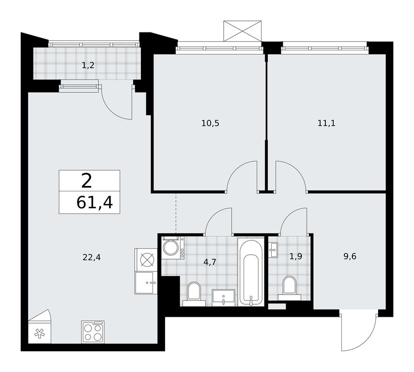 1-BD Apartment Sale, 61.4 sq. m. at Desnarechie, kvartal № 23, Desyonovskoye Settlement, Moscow, Russia #1 1-BD Apartment Sale, 61.4 sq. m. at Desnarechie, kvartal № 23, Desyonovskoye Settlement, Moscow, Russia #1