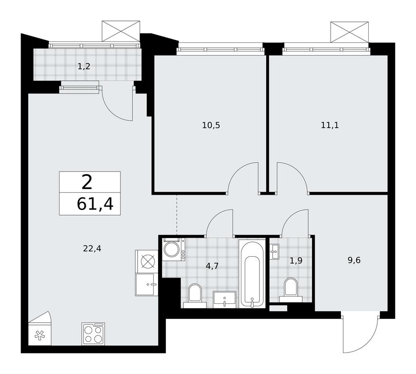 1-BD Apartment Sale, 61.4 sq. m. at Desnarechie, kvartal № 23, Desyonovskoye Settlement, Moscow, Russia #1 1-BD Apartment Sale, 61.4 sq. m. at Desnarechie, kvartal № 23, Desyonovskoye Settlement, Moscow, Russia #1