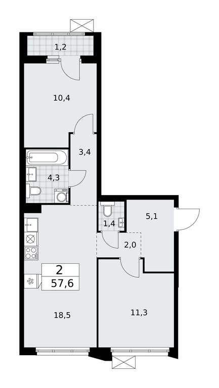 1-BD Apartment Sale, 57.6 sq. m. at Desnarechie, kvartal № 23, Desyonovskoye Settlement, Moscow, Russia #1 1-BD Apartment Sale, 57.6 sq. m. at Desnarechie, kvartal № 23, Desyonovskoye Settlement, Moscow, Russia #1