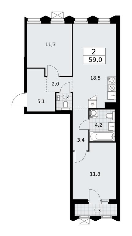 1-BD Apartment Sale, 59平方米 at Desnarechie, kvartal № 23, Desyonovskoye Settlement, Moscow, Russia #1 1-BD Apartment Sale, 59平方米 at Desnarechie, kvartal № 23, Desyonovskoye Settlement, Moscow, Russia #1
