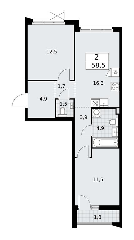 1-BD Apartment Sale, 58.5平方米 at Desnarechie, kvartal № 23, Desyonovskoye Settlement, Moscow, Russia #1 1-BD Apartment Sale, 58.5平方米 at Desnarechie, kvartal № 23, Desyonovskoye Settlement, Moscow, Russia #1