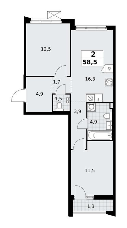 1-BD Apartment Sale, 58.5平方米 at Desnarechie, kvartal № 23, Desyonovskoye Settlement, Moscow, Russia #2 1-BD Apartment Sale, 58.5平方米 at Desnarechie, kvartal № 23, Desyonovskoye Settlement, Moscow, Russia #2