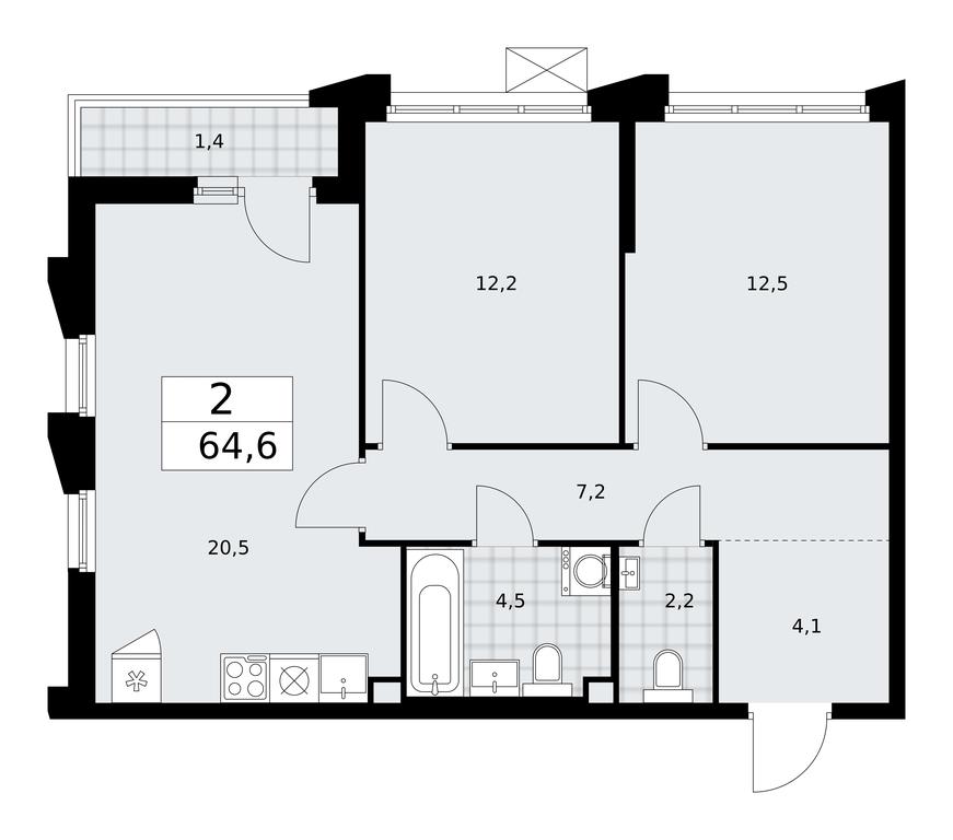 1-BD Apartment Sale, 64.6平方米 at Desnarechie, kvartal № 23, Desyonovskoye Settlement, Moscow, Russia #1 1-BD Apartment Sale, 64.6平方米 at Desnarechie, kvartal № 23, Desyonovskoye Settlement, Moscow, Russia #1