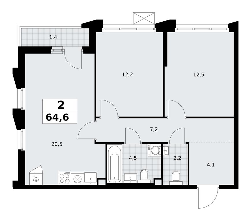 1-BD Apartment Sale, 64.6平方米 at Desnarechie, kvartal № 23, Desyonovskoye Settlement, Moscow, Russia #2 1-BD Apartment Sale, 64.6平方米 at Desnarechie, kvartal № 23, Desyonovskoye Settlement, Moscow, Russia #2