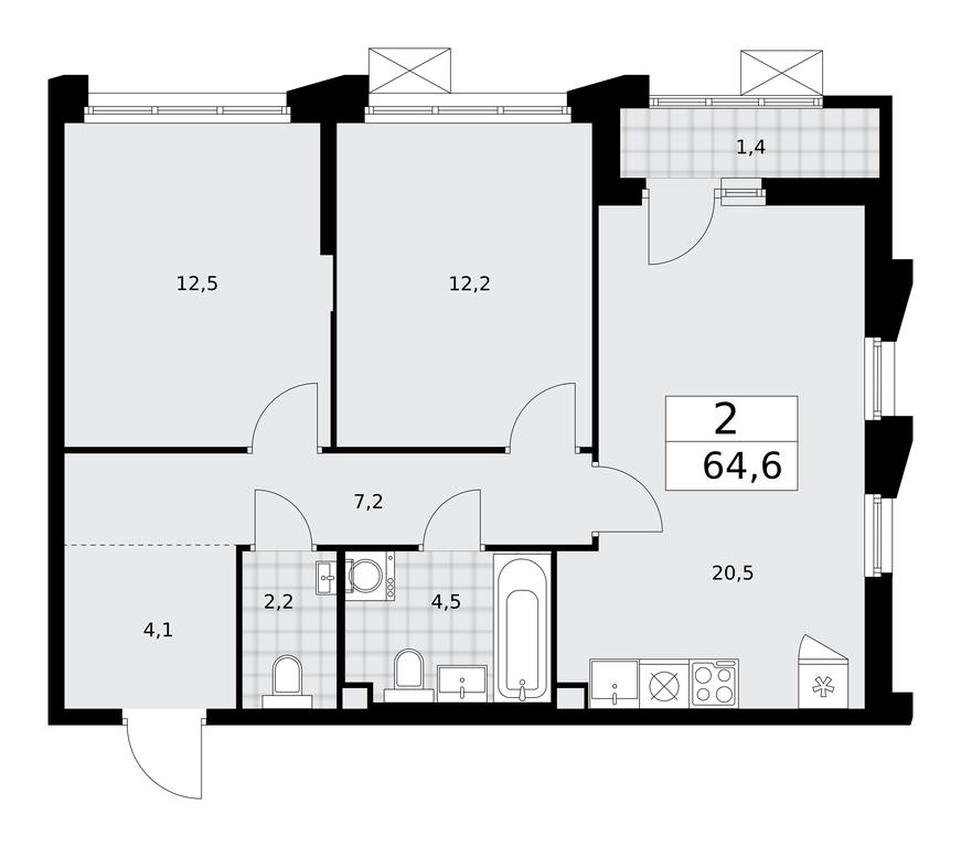 1-BD Apartment Sale, 64.6 sq. m. at Desnarechie, kvartal № 23, Desyonovskoye Settlement, Moscow, Russia #1 1-BD Apartment Sale, 64.6 sq. m. at Desnarechie, kvartal № 23, Desyonovskoye Settlement, Moscow, Russia #1