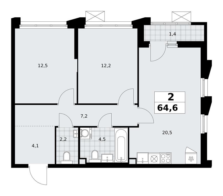1-BD Apartment Sale, 64.6 sq. m. at Desnarechie, kvartal № 23, Desyonovskoye Settlement, Moscow, Russia #2 1-BD Apartment Sale, 64.6 sq. m. at Desnarechie, kvartal № 23, Desyonovskoye Settlement, Moscow, Russia #2