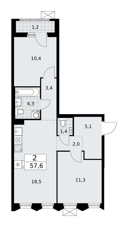 1-BD Apartment Sale, 57.6 sq. m. at Desnarechie, kvartal № 23, Desyonovskoye Settlement, Moscow, Russia #1 1-BD Apartment Sale, 57.6 sq. m. at Desnarechie, kvartal № 23, Desyonovskoye Settlement, Moscow, Russia #1