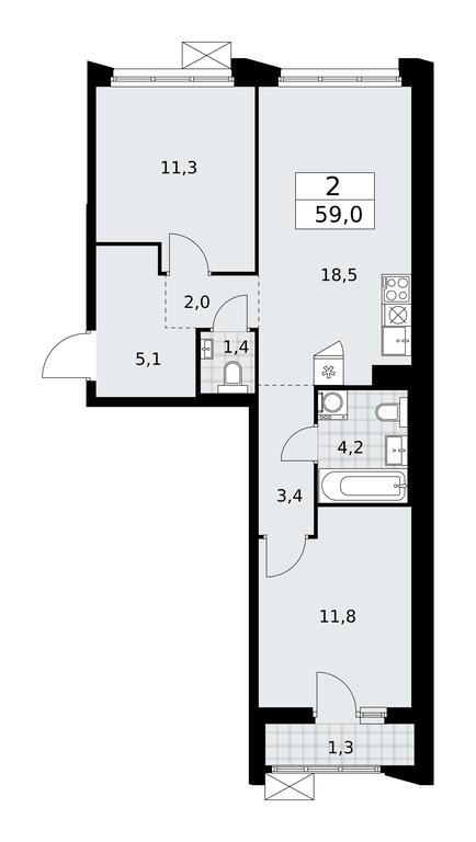 1-BD Apartment Sale, 59平方米 at Desnarechie, kvartal № 23, Desyonovskoye Settlement, Moscow, Russia #1 1-BD Apartment Sale, 59平方米 at Desnarechie, kvartal № 23, Desyonovskoye Settlement, Moscow, Russia #1