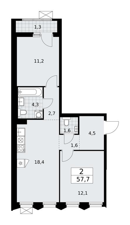 1-BD Apartment Sale, 57.7 sq. m. at Desnarechie, kvartal № 23, Desyonovskoye Settlement, Moscow, Russia #1 1-BD Apartment Sale, 57.7 sq. m. at Desnarechie, kvartal № 23, Desyonovskoye Settlement, Moscow, Russia #1