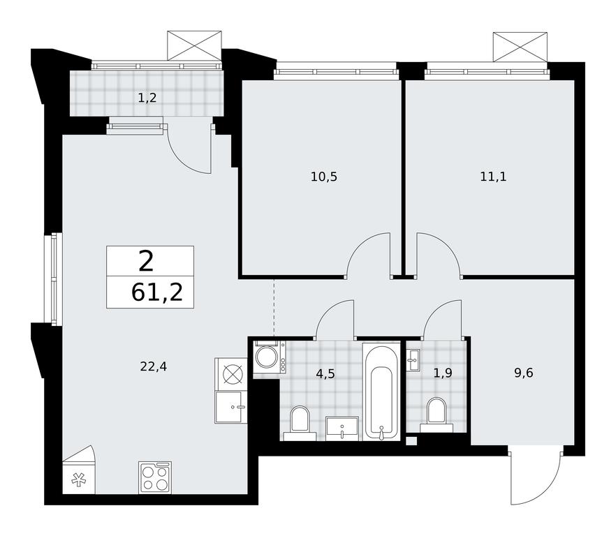 1-BD Apartment Sale, 61.2 sq. m. at Desnarechie, kvartal № 23, Desyonovskoye Settlement, Moscow, Russia #1 1-BD Apartment Sale, 61.2 sq. m. at Desnarechie, kvartal № 23, Desyonovskoye Settlement, Moscow, Russia #1