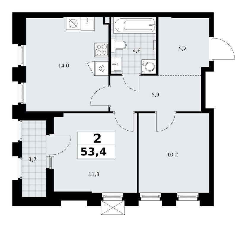 1-BD Apartment Sale, 53.4 sq. m. at Desnarechie, kvartal № 23, Desyonovskoye Settlement, Moscow, Russia #2 1-BD Apartment Sale, 53.4 sq. m. at Desnarechie, kvartal № 23, Desyonovskoye Settlement, Moscow, Russia #2