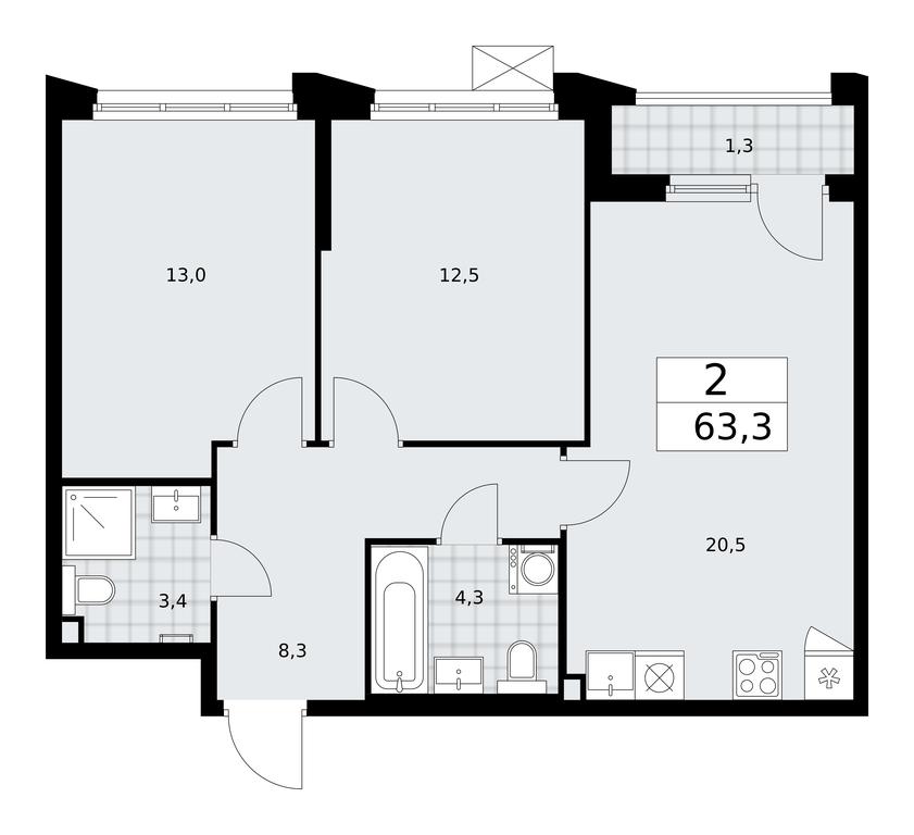 1-BD Apartment Sale, 63.3 sq. m. at Desnarechie, kvartal № 23, Desyonovskoye Settlement, Moscow, Russia #1 1-BD Apartment Sale, 63.3 sq. m. at Desnarechie, kvartal № 23, Desyonovskoye Settlement, Moscow, Russia #1