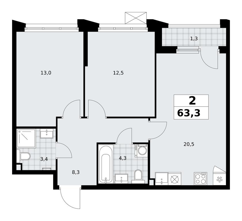 1-BD Apartment Sale, 63.3 sq. m. at Desnarechie, kvartal № 23, Desyonovskoye Settlement, Moscow, Russia #2 1-BD Apartment Sale, 63.3 sq. m. at Desnarechie, kvartal № 23, Desyonovskoye Settlement, Moscow, Russia #2