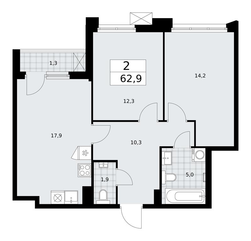 1-BD Apartment Sale, 62.9 sq. m. at Desnarechie, kvartal № 23, Desyonovskoye Settlement, Moscow, Russia #1 1-BD Apartment Sale, 62.9 sq. m. at Desnarechie, kvartal № 23, Desyonovskoye Settlement, Moscow, Russia #1