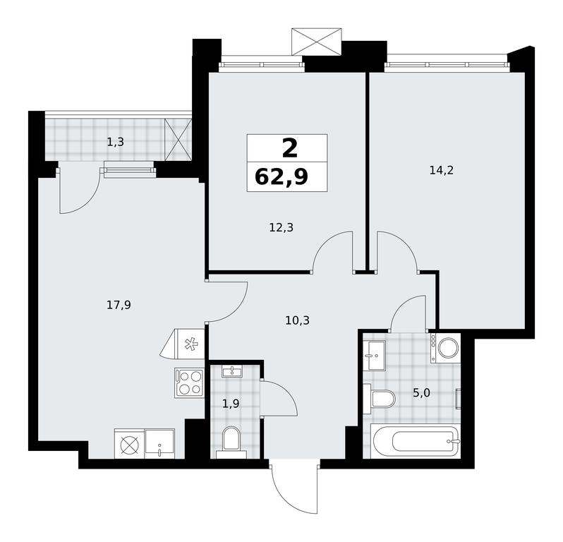 1-BD Apartment Sale, 62.9 sq. m. at Desnarechie, kvartal № 23, Desyonovskoye Settlement, Moscow, Russia #2 1-BD Apartment Sale, 62.9 sq. m. at Desnarechie, kvartal № 23, Desyonovskoye Settlement, Moscow, Russia #2