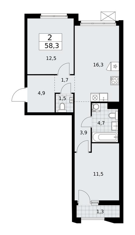 1-BD Apartment Sale, 58.3 sq. m. at Desnarechie, kvartal № 23, Desyonovskoye Settlement, Moscow, Russia #1 1-BD Apartment Sale, 58.3 sq. m. at Desnarechie, kvartal № 23, Desyonovskoye Settlement, Moscow, Russia #1